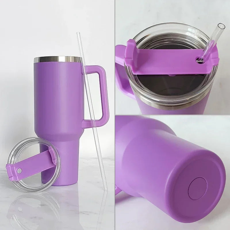 Insulated 40oz Travel Tumbler with Handle and Straw