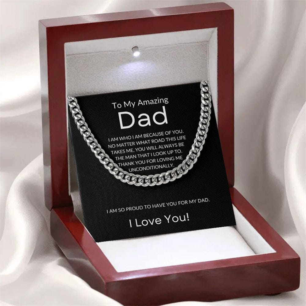 To My Amazing Dad, Stainless Steel Necklace with LED Gift Box