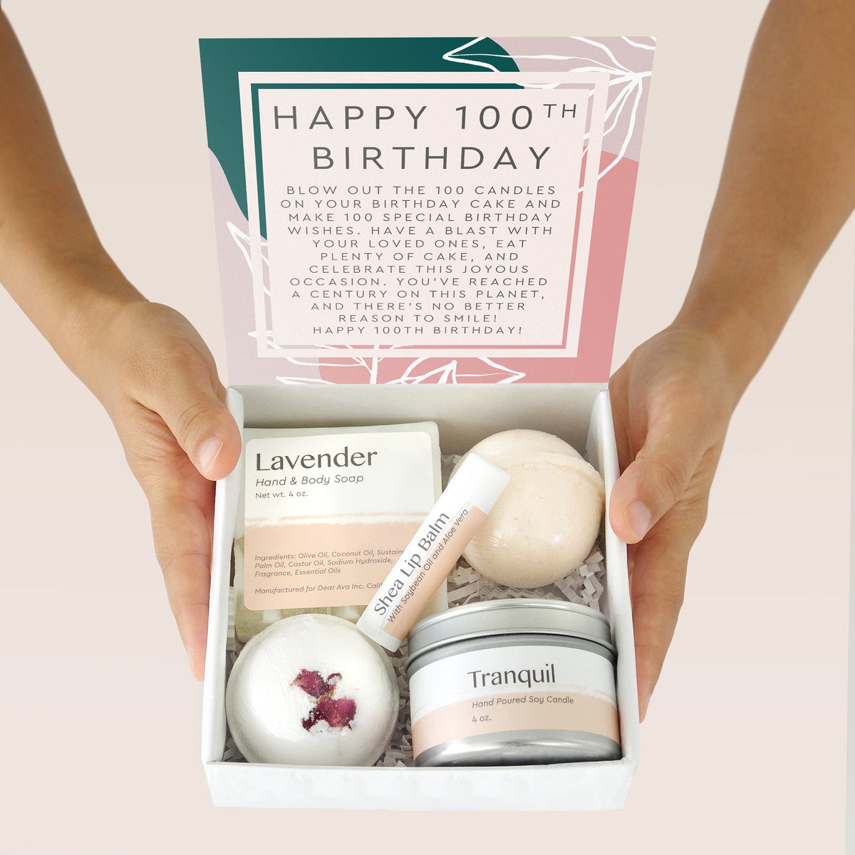 100th Birthday Compass Necklace Spa Gift Box Set - Dear Ava