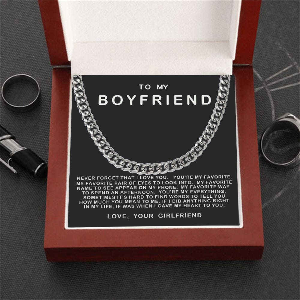 To My Boyfriend, Stainless Steel Necklace with LED Gift Box