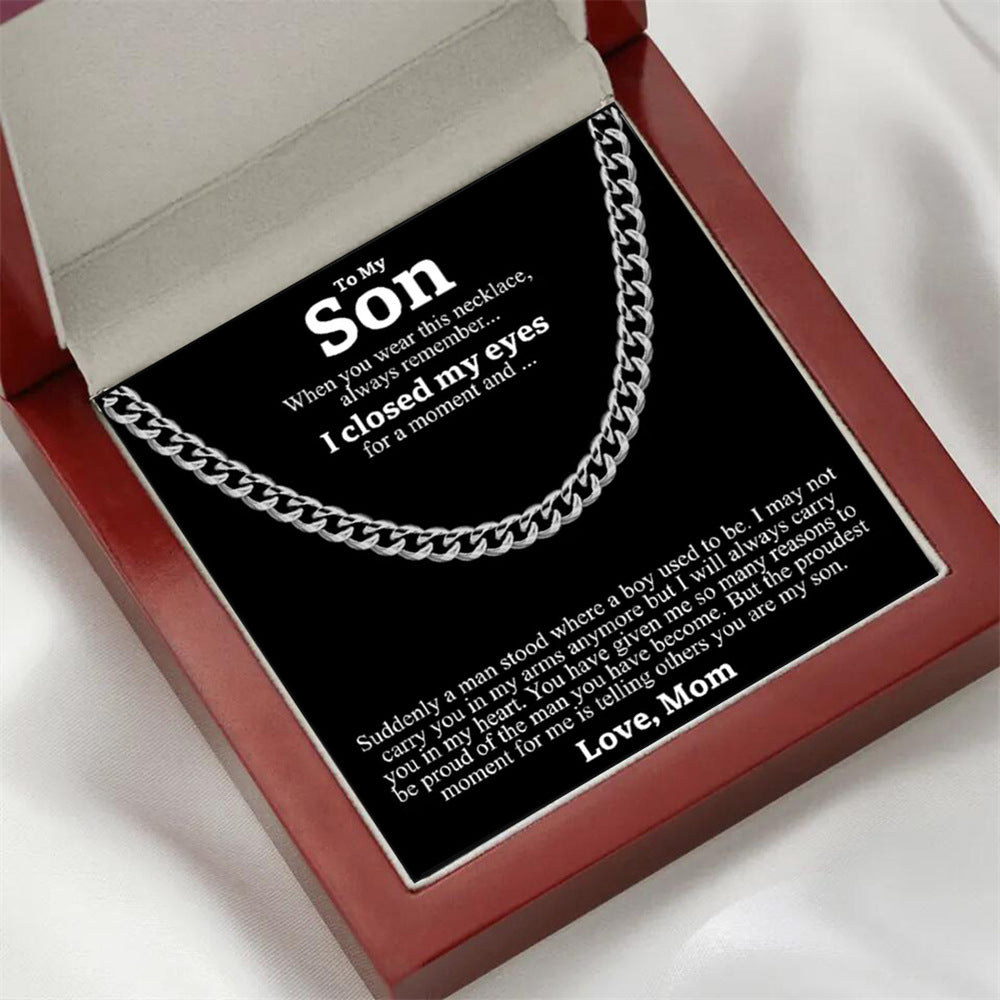 To My Son, Stainless Steel Necklace with LED Gift Box