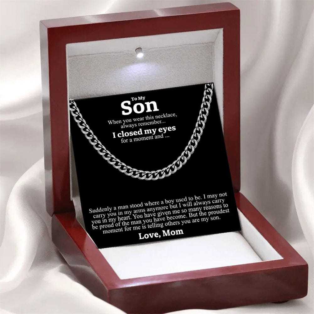 To My Son, Stainless Steel Necklace with LED Gift Box