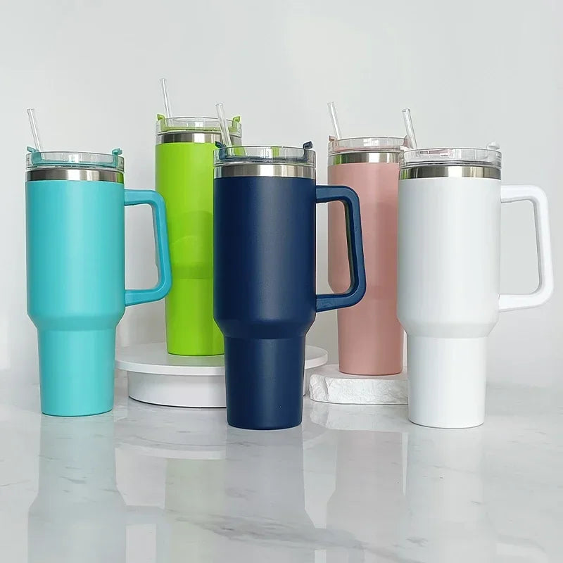 Insulated 40oz Travel Tumbler with Handle and Straw