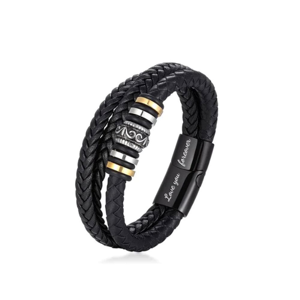 To My Son, Stainless Steel and Leather Rope Bracelet and LED Gift Box