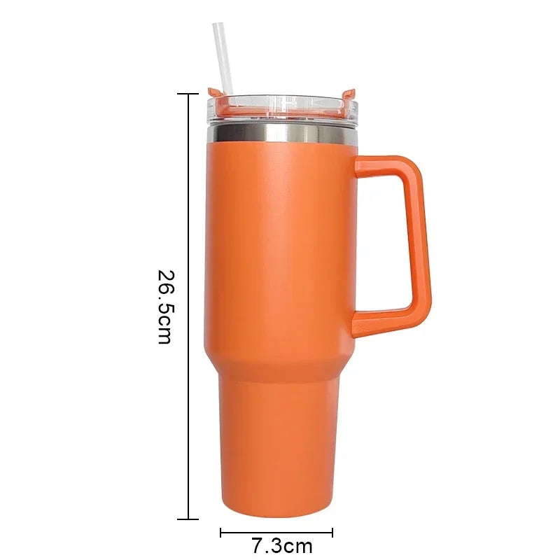 Insulated 40oz Travel Tumbler with Handle and Straw