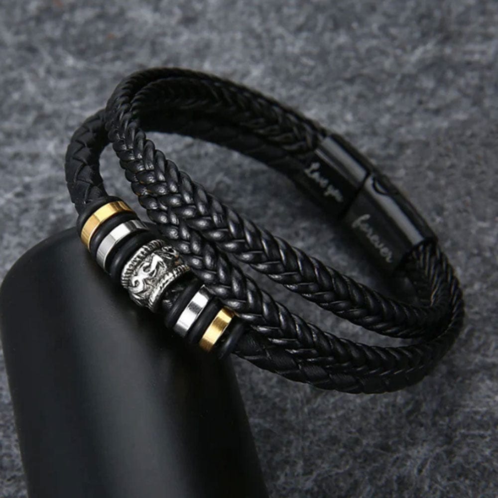 To My Son, Stainless Steel and Leather Rope Bracelet and LED Gift Box