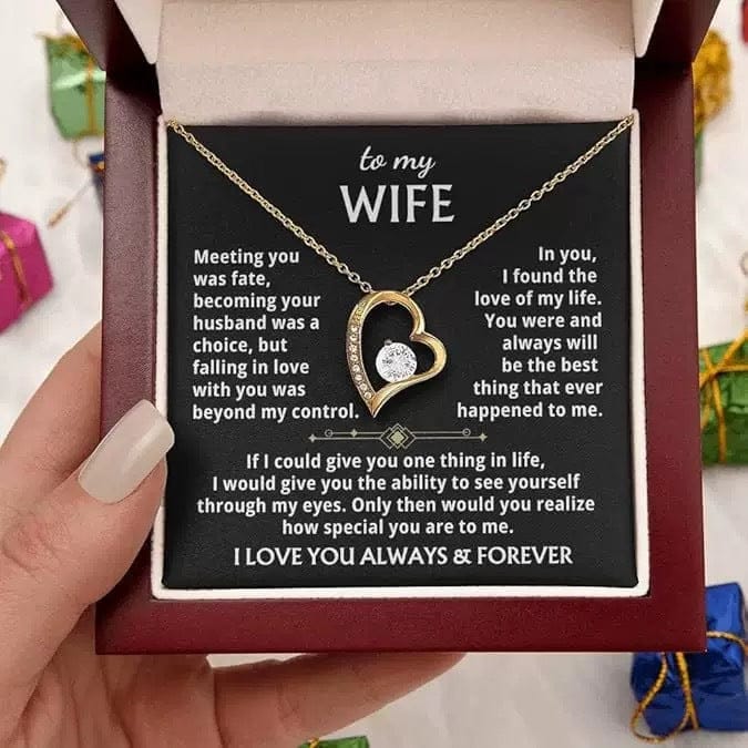 To My Wife, Heart Necklace with LED Gift Box