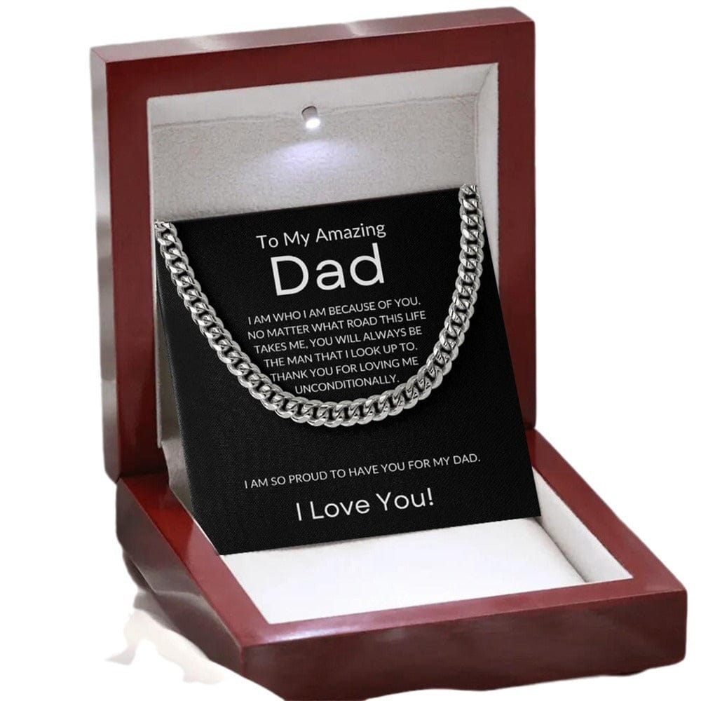 To My Amazing Dad, Stainless Steel Necklace with LED Gift Box