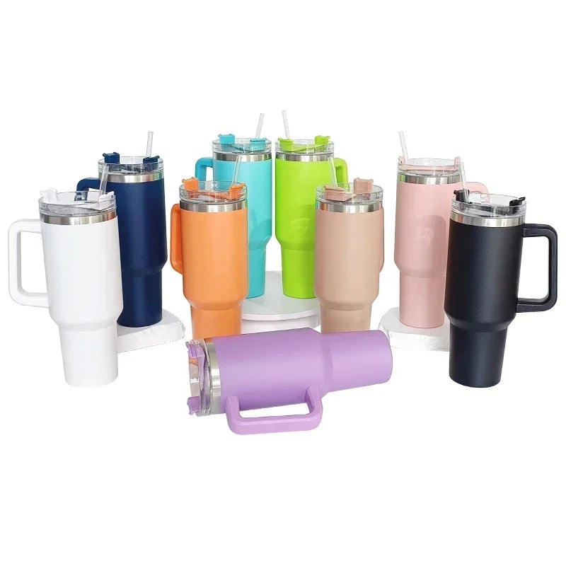 Insulated 40oz Travel Tumbler with Handle and Straw