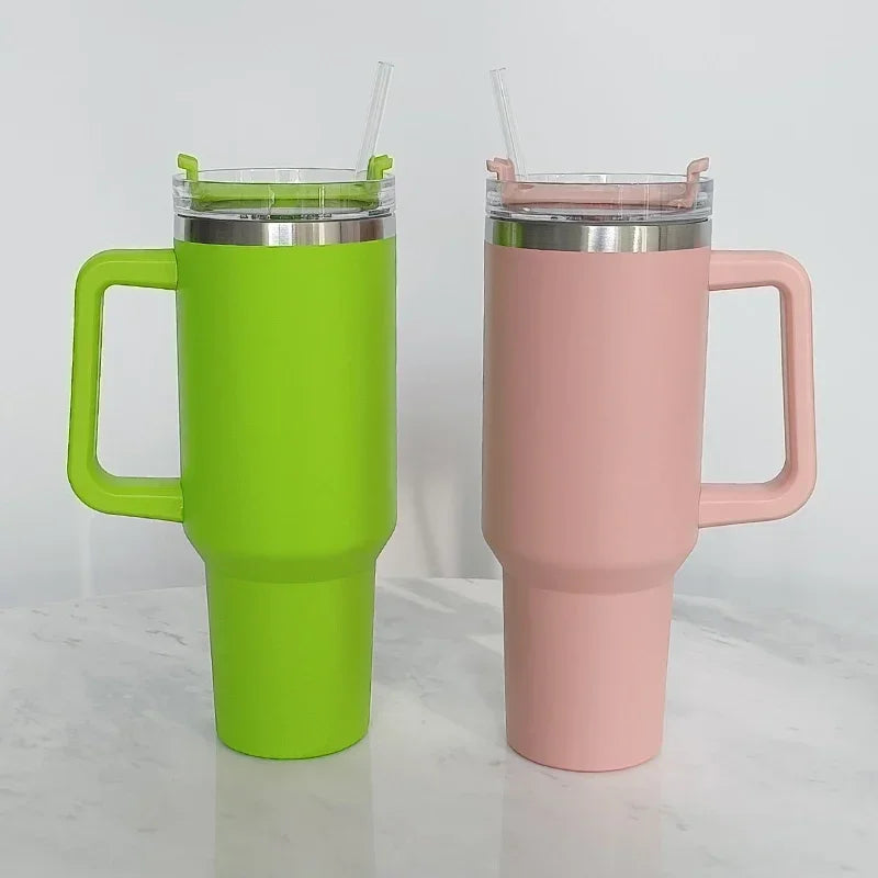 Insulated 40oz Travel Tumbler with Handle and Straw