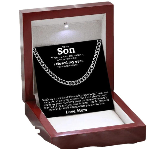 To My Son, Stainless Steel Necklace with LED Gift Box