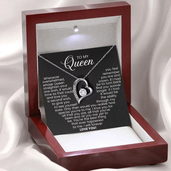To My Queen, Heart Pendant Necklace with LEG Gift Box