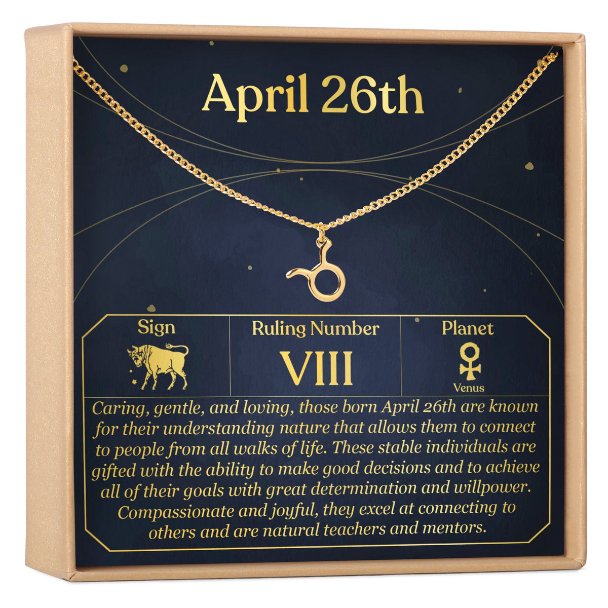 April 26th Taurus Necklace - Dear Ava