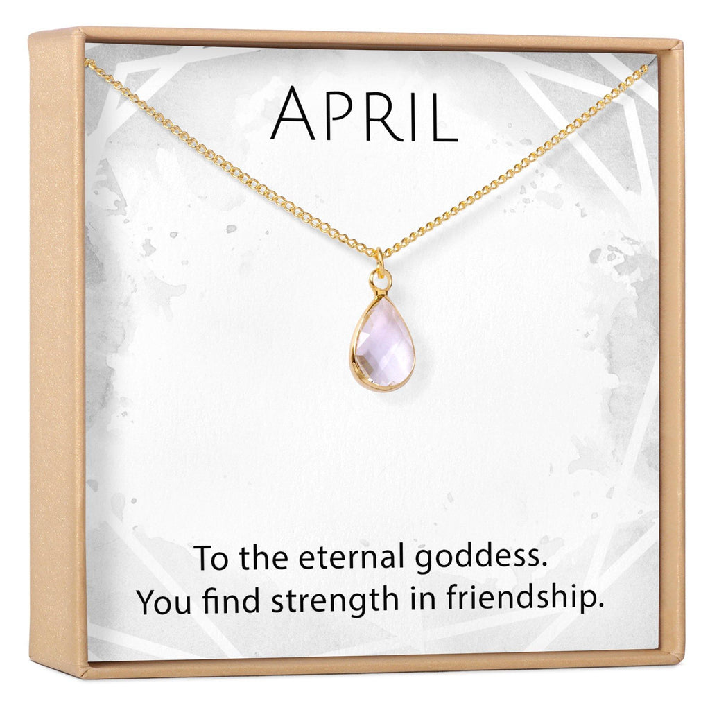 April Birthstone Charm Necklace Diamond Crystal Gift Perfect