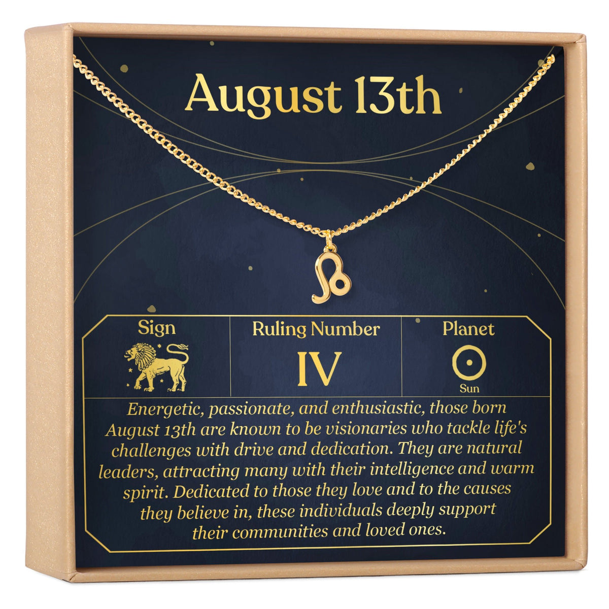 August 13th Leo Necklace - Dear Ava