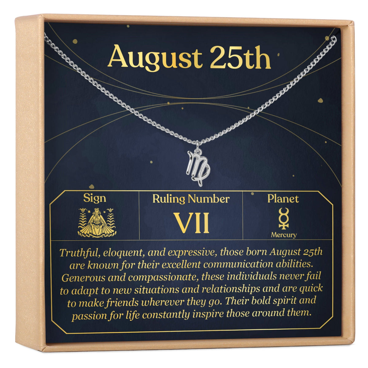 August 25th Virgo Necklace - Dear Ava