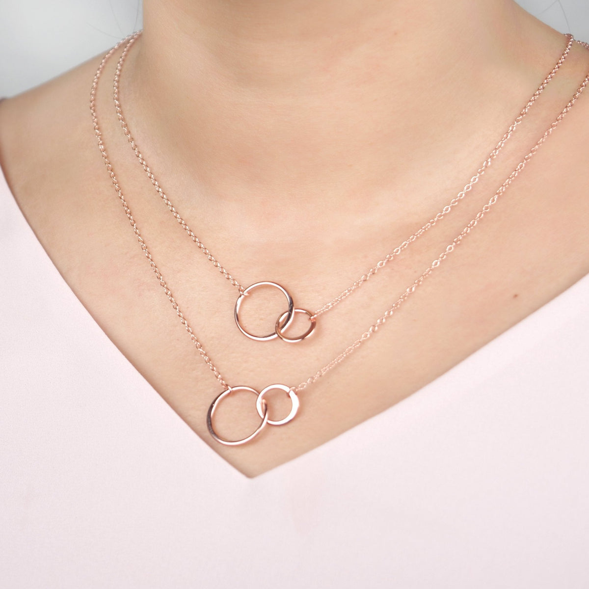 Aunt - Niece Double Circles Necklace Set - Dear Ava