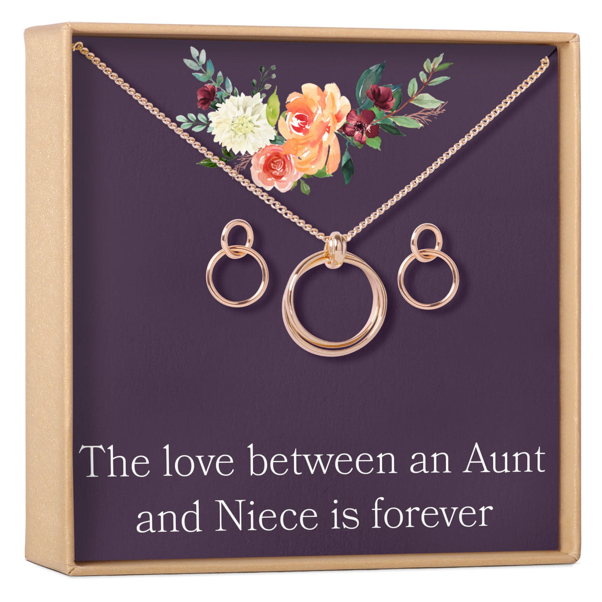 Aunt - Niece Linked Circles Earring and Necklace Jewelry Set - Dear Ava