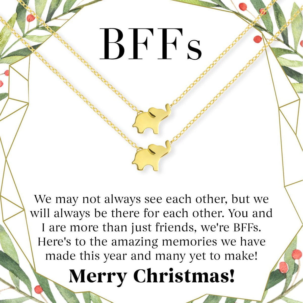 Besties Christmas Elephant Necklace Set - Dear Ava