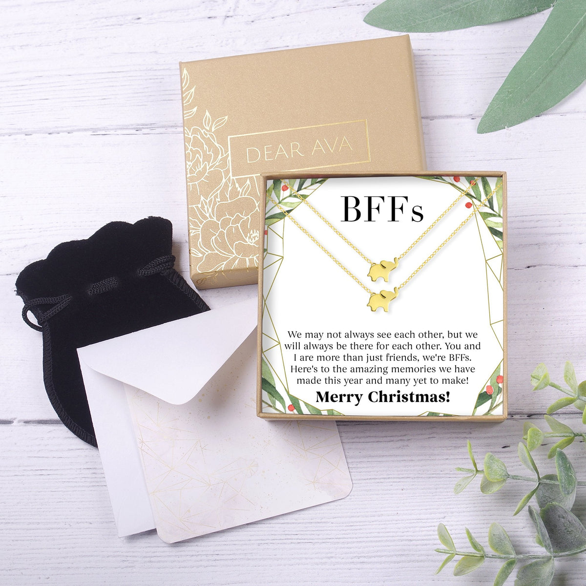 Besties Christmas Elephant Necklace Set - Dear Ava