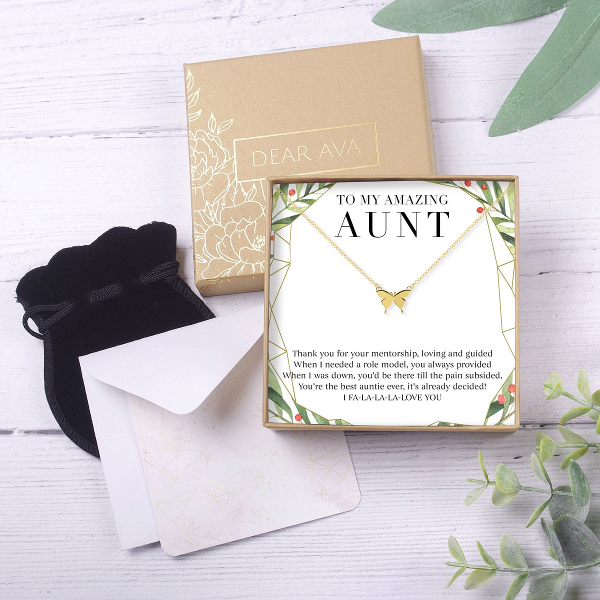 Christmas Gift for Aunt Butterfly Pendant Necklace - Dear Ava