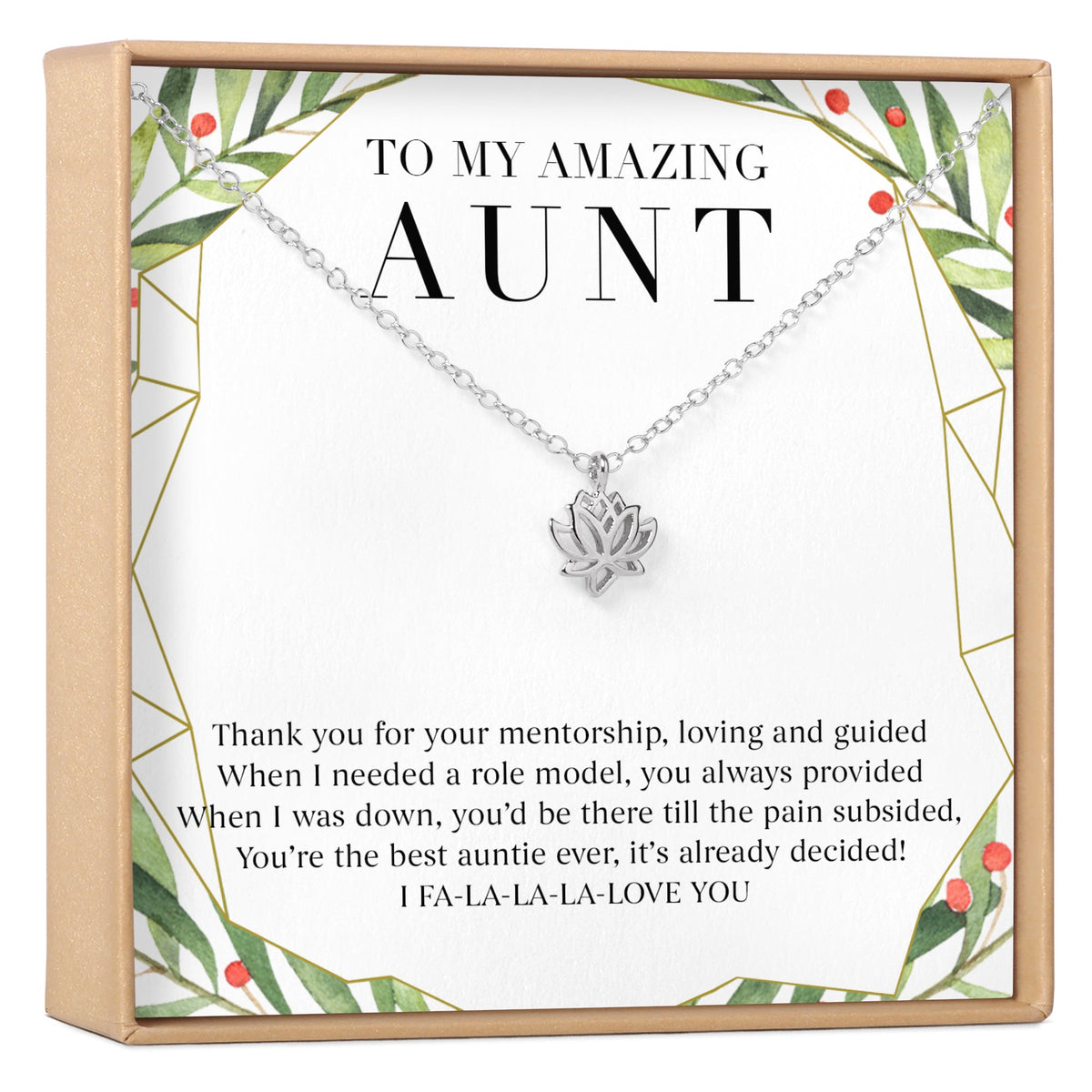 Christmas Gift for Aunt Lotus Necklace - Dear Ava