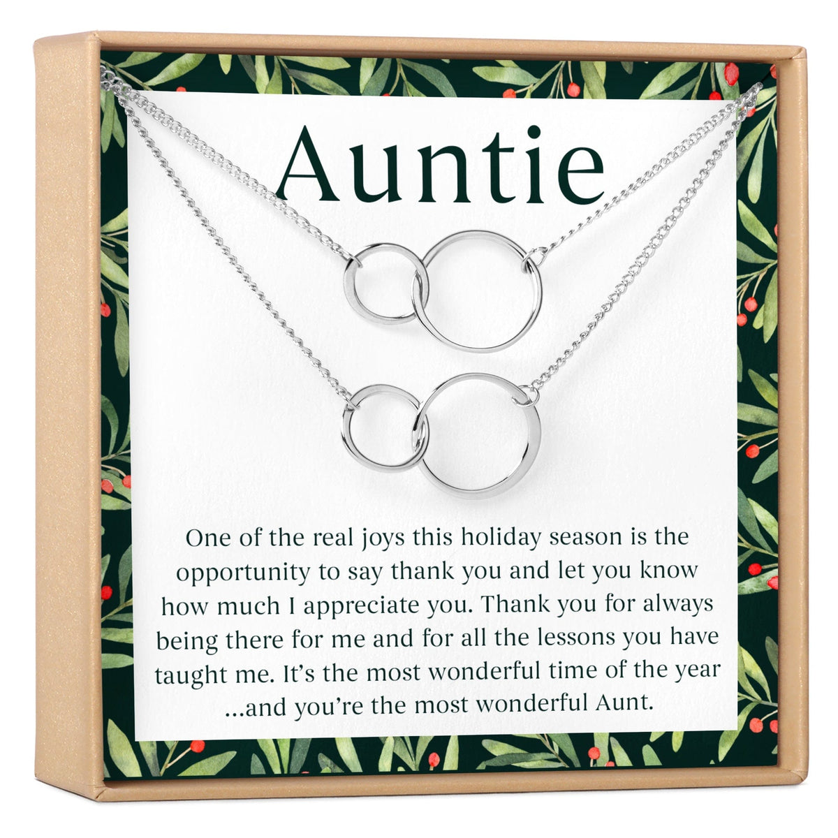Dear Ava Interlocking Circles Necklace For Aunt - Christmas Gift, Sterling Silver Filled, Adjustable Chain
