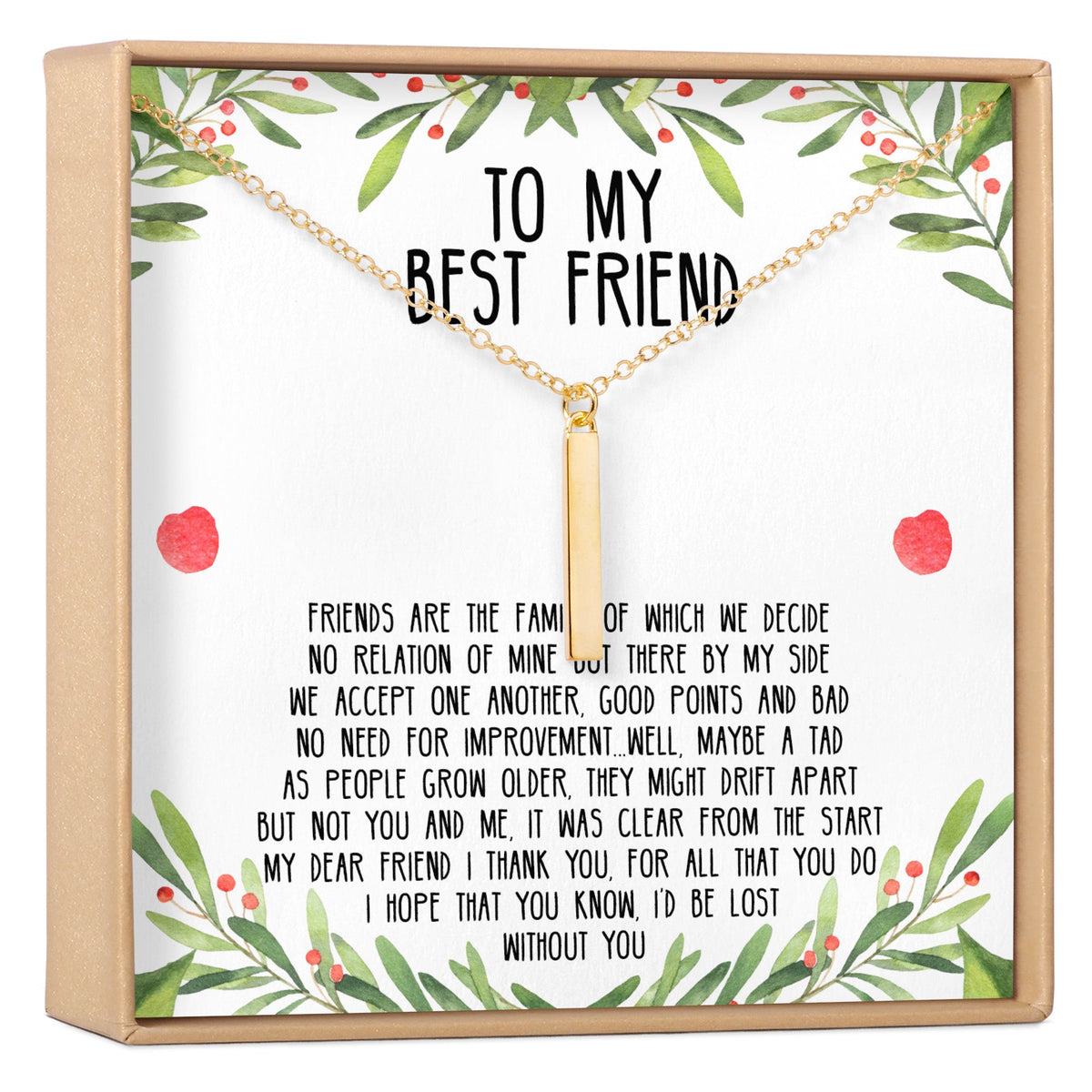 Christmas Gift for Best Friend Vertical Bar Necklace - Dear Ava