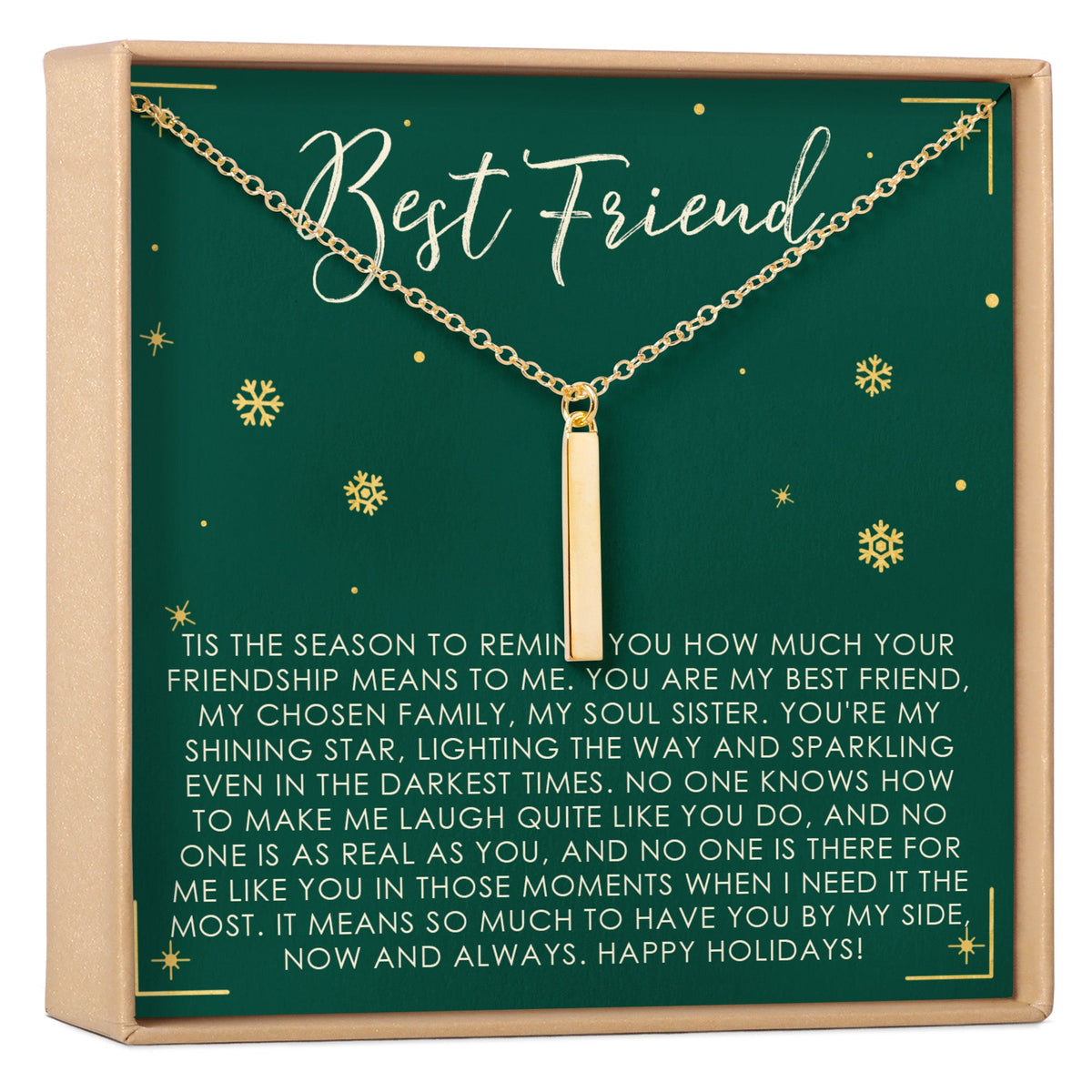 Christmas Gift for Best Friend Vertical Bar Necklace - Dear Ava