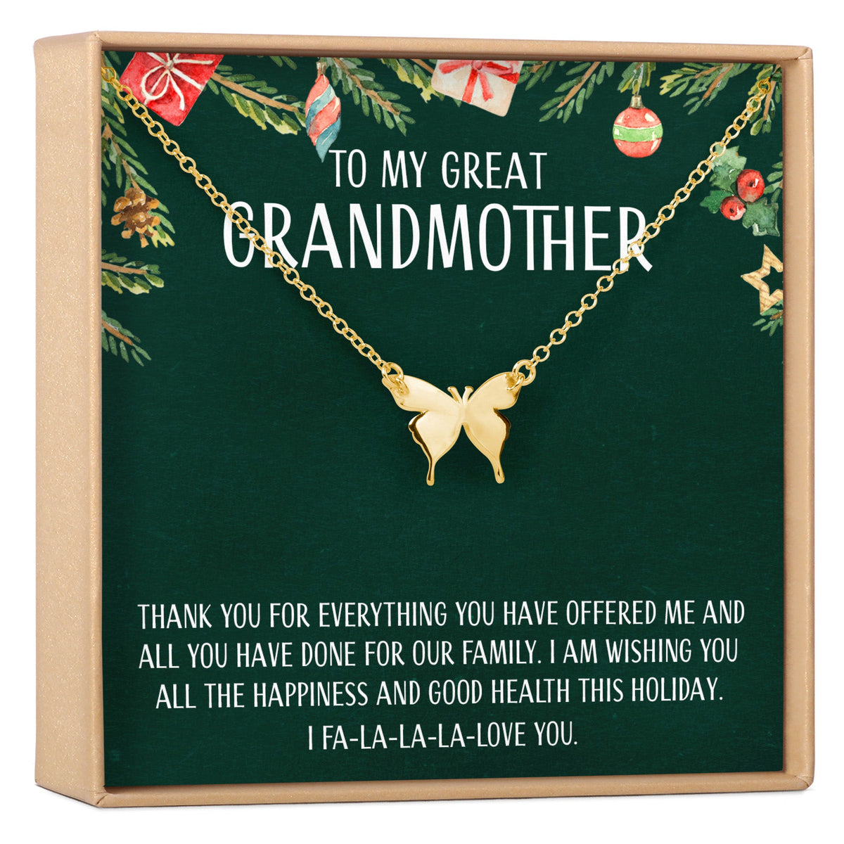 Christmas Gift for Great Grandma Butterfly Pendant Necklace - Dear Ava