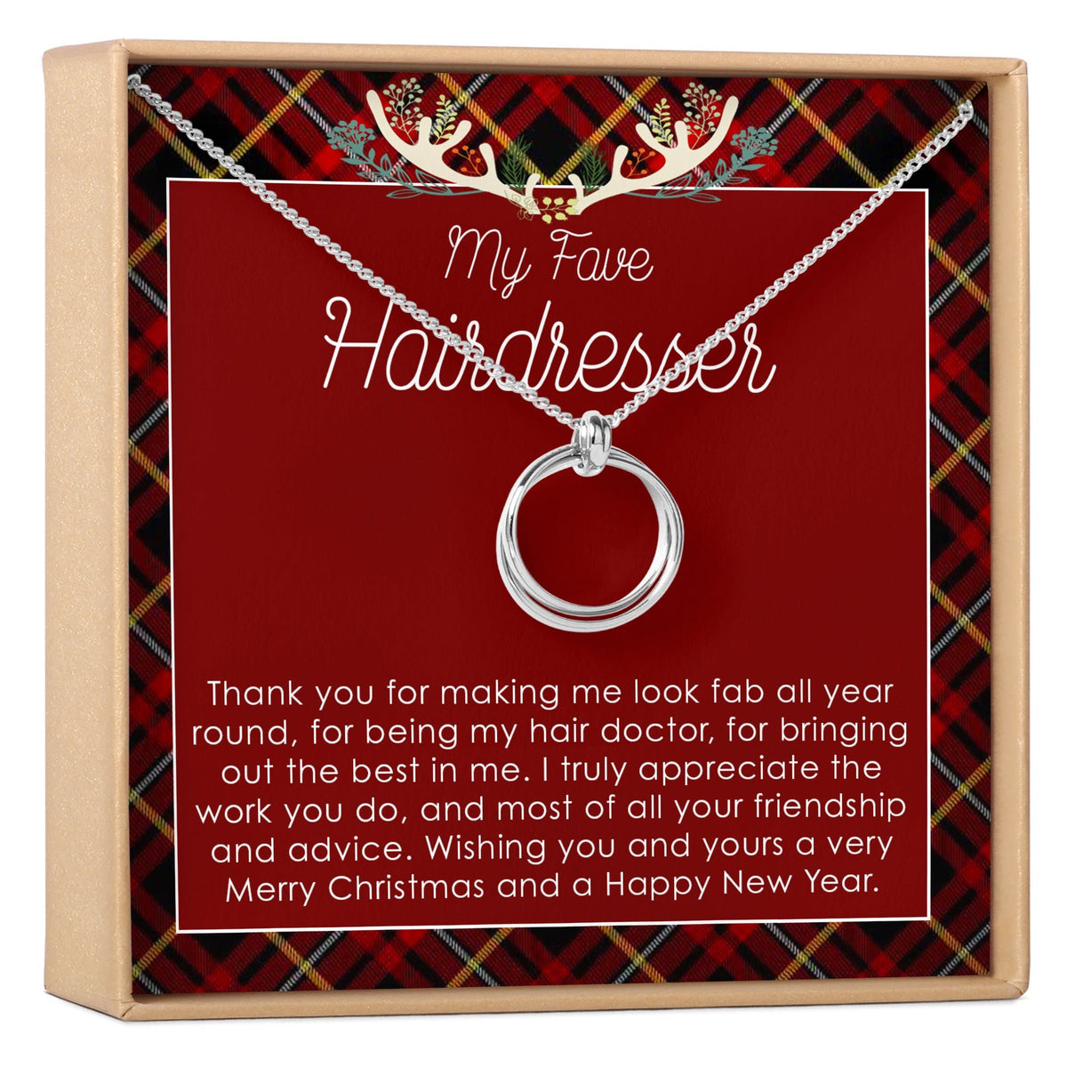 Christmas Gift for Hairdresser Linked Circles Necklace - Dear Ava