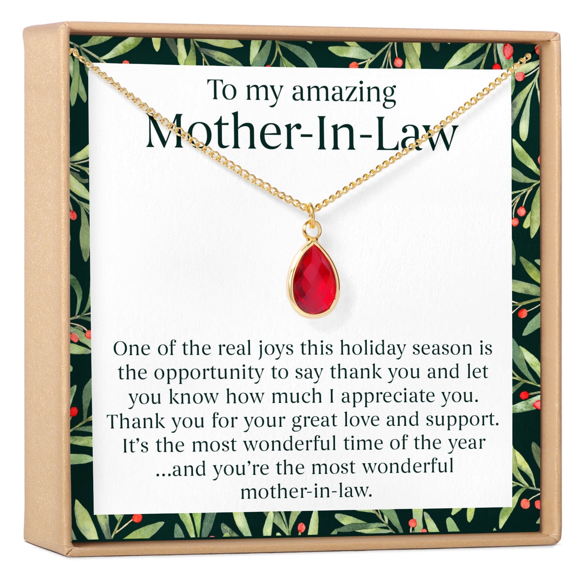 Christmas Gift for Mother in Law Gemstone Necklace - Dear Ava