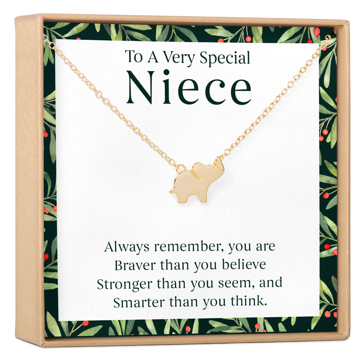 Christmas Gift for Niece Elephant Pendant Necklace - Dear Ava