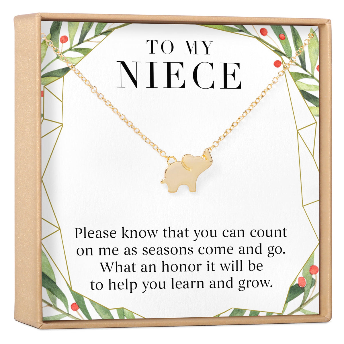 Christmas Gift for Niece Elephant Pendant Necklace - Dear Ava