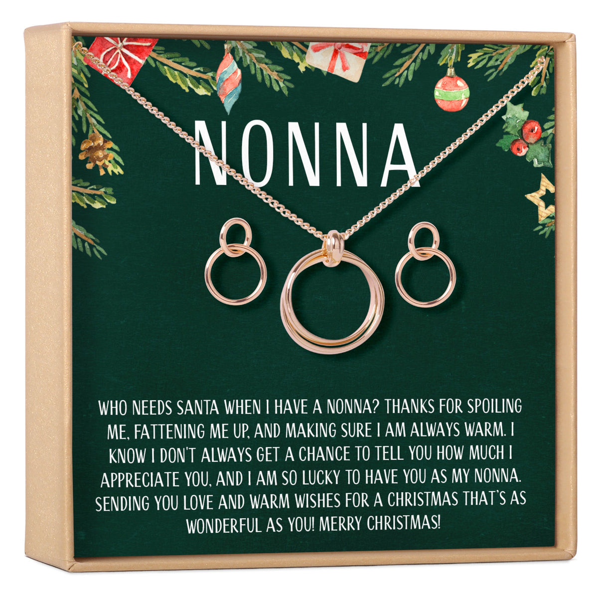 Christmas Gift for Nonna Linked Circles Earring and Necklace Jewelry Set - Dear Ava