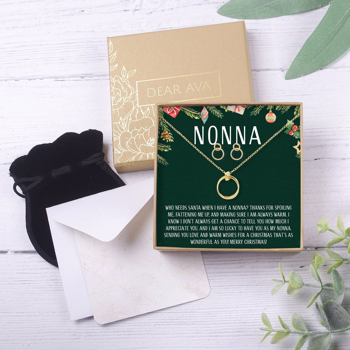 Christmas Gift for Nonna Linked Circles Earring and Necklace Jewelry Set - Dear Ava