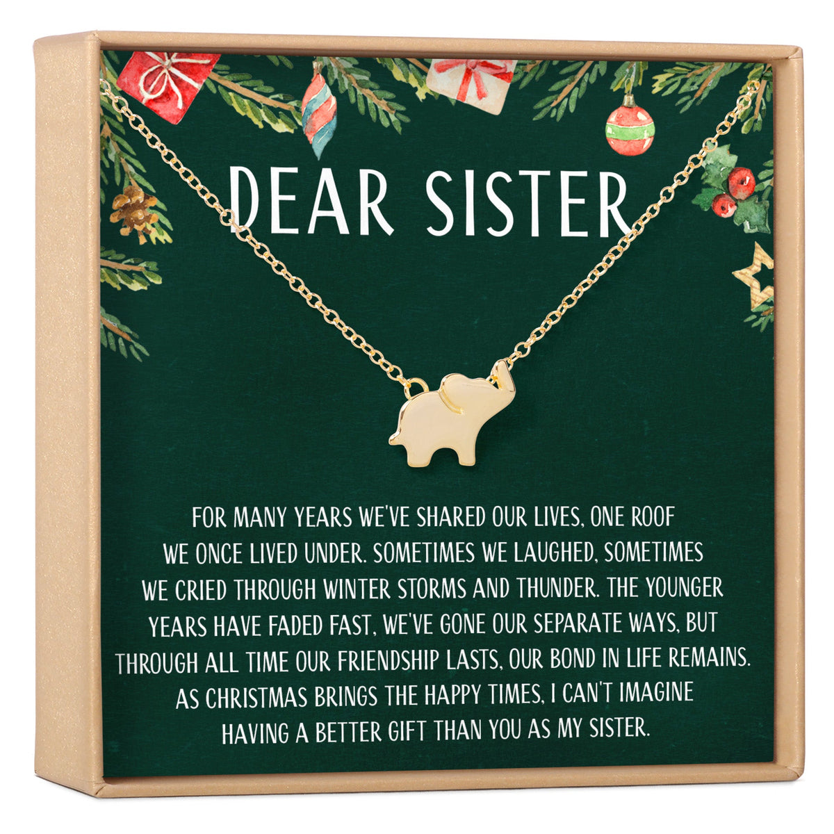 Christmas Gift for Sister Elephant Pendant Necklace - Dear Ava