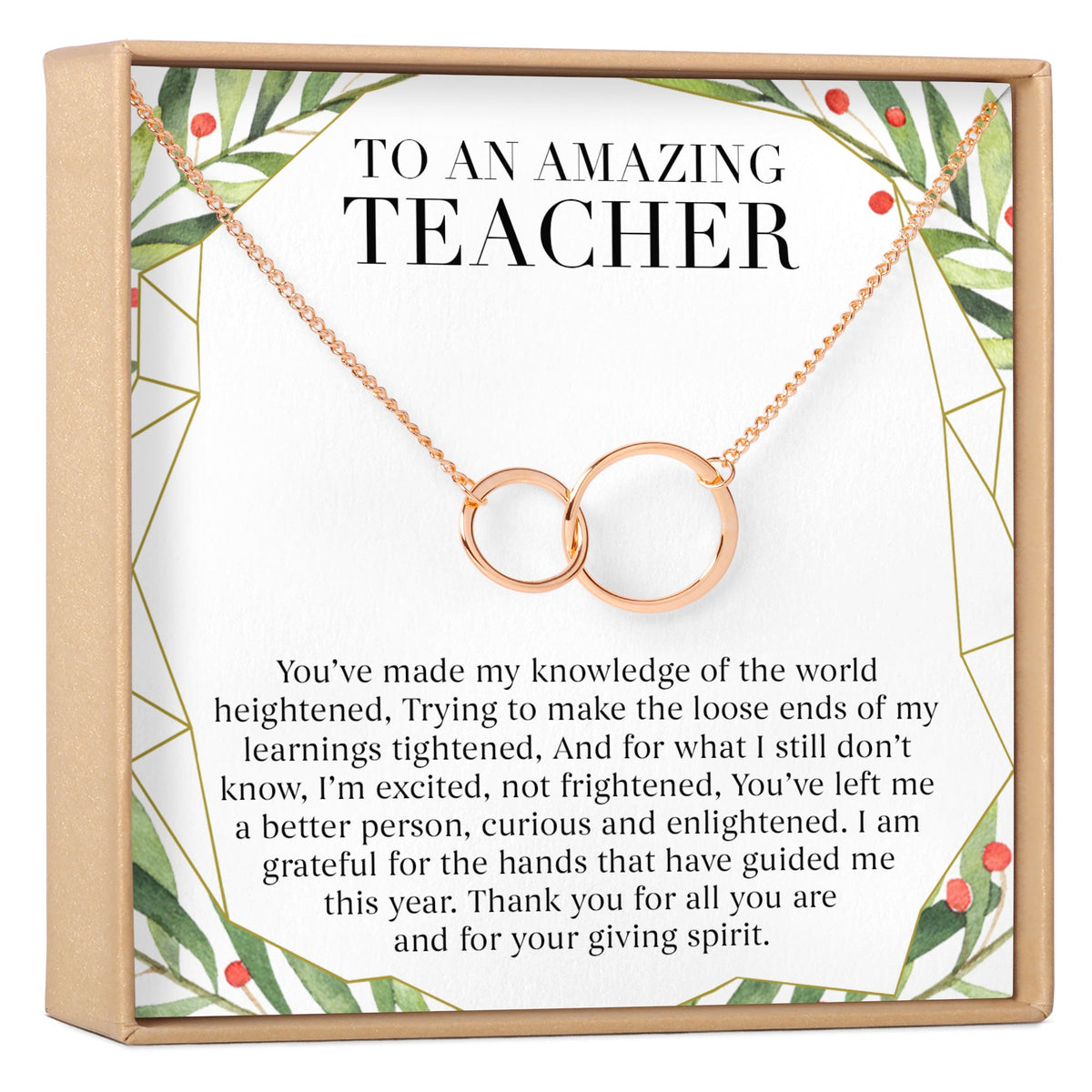 Christmas Gift for Teacher Double Circles Necklace - Dear Ava