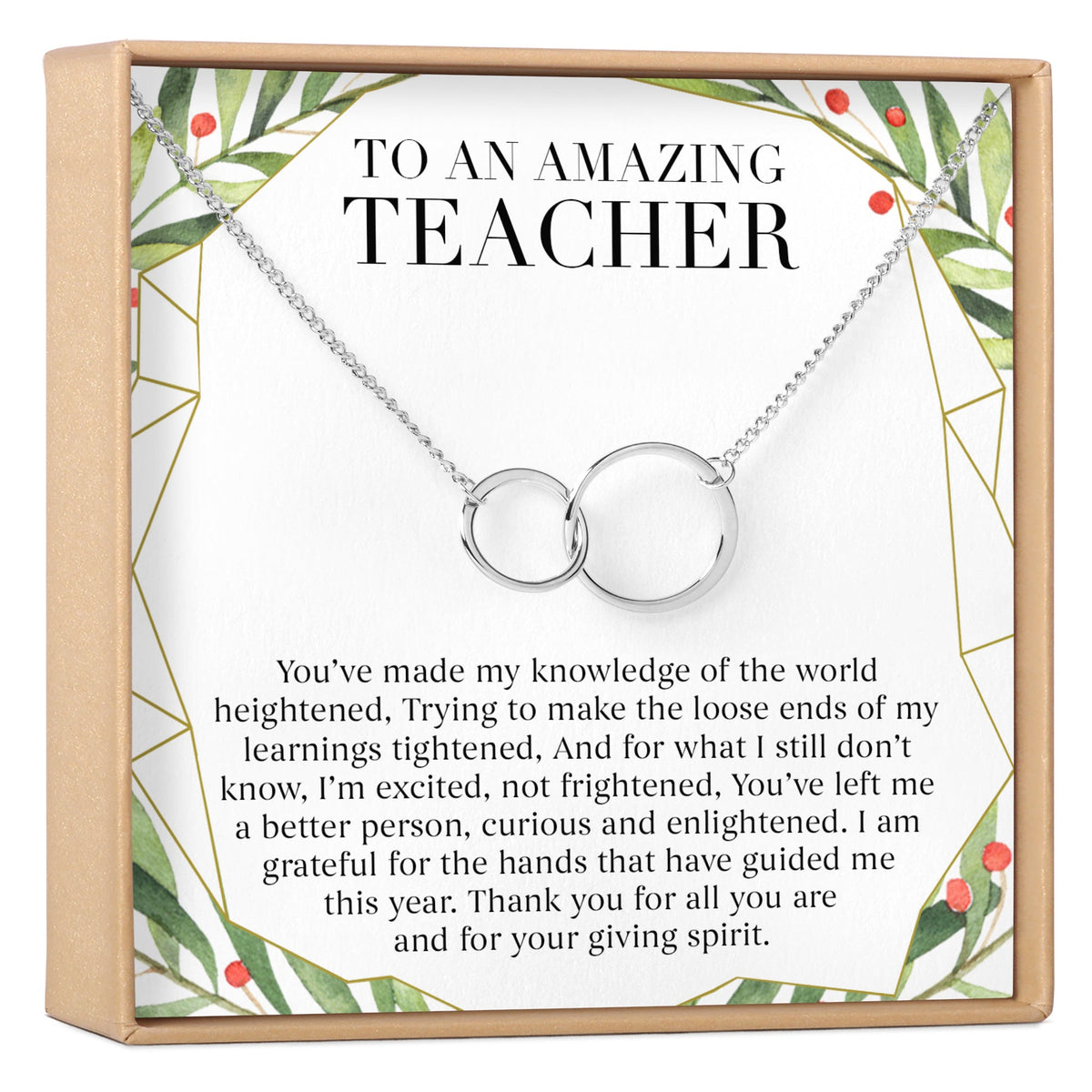 Christmas Gift for Teacher Double Circles Necklace - Dear Ava