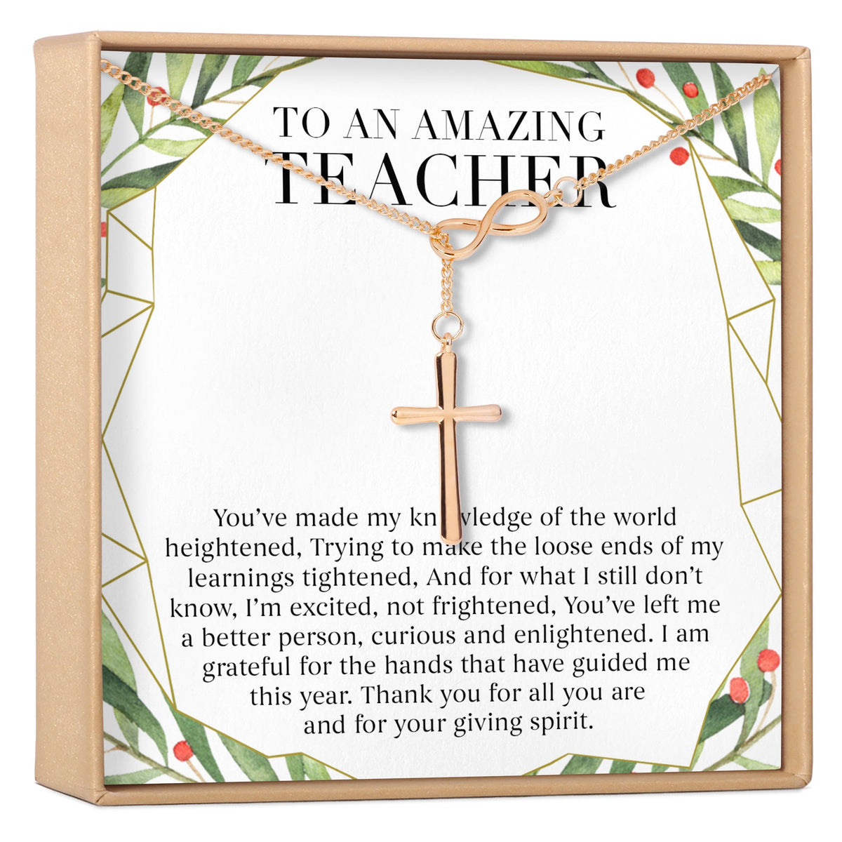 Christmas Gift for Teacher Infinity Cross Necklace - Dear Ava