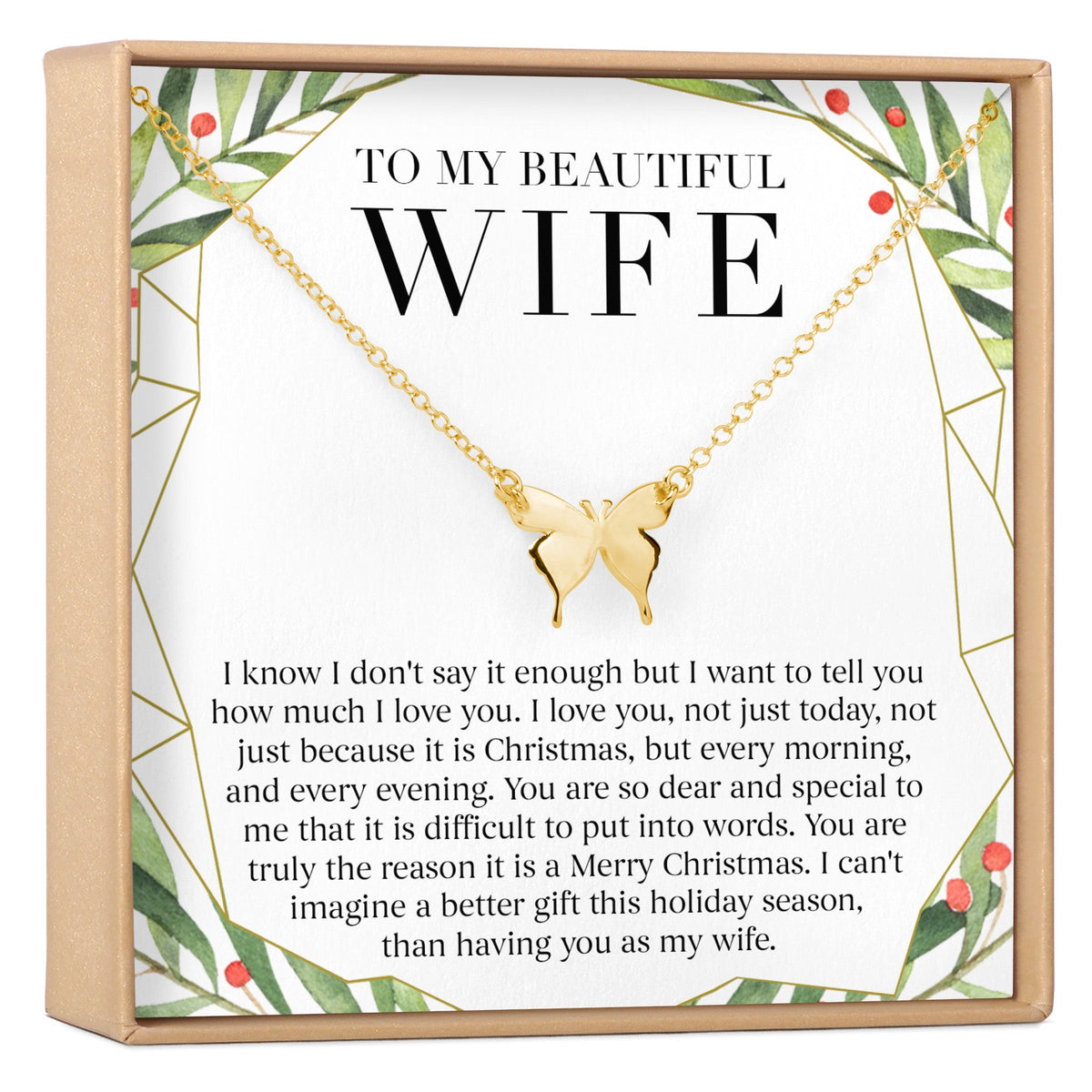 Christmas Gift for Wife Butterfly Pendant Necklace - Dear Ava