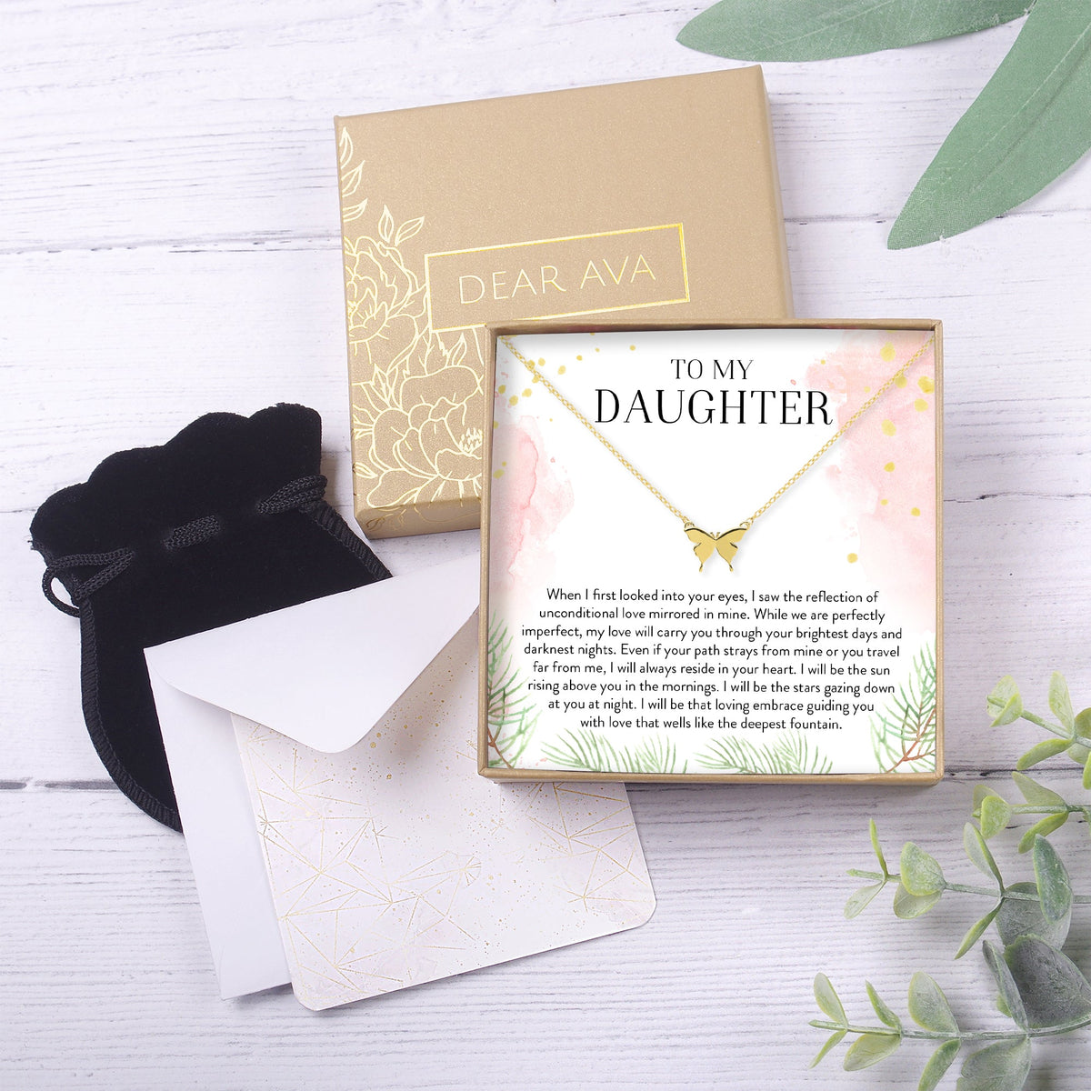 Daughter Butterfly Pendant Necklace - Dear Ava