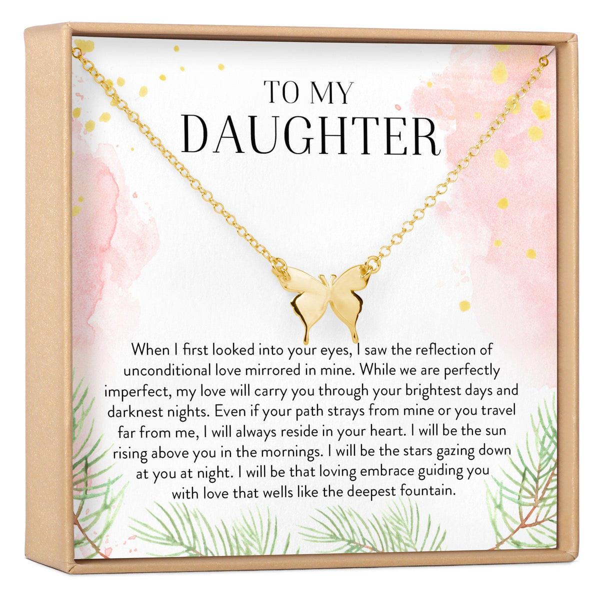 Daughter Butterfly Pendant Necklace - Dear Ava