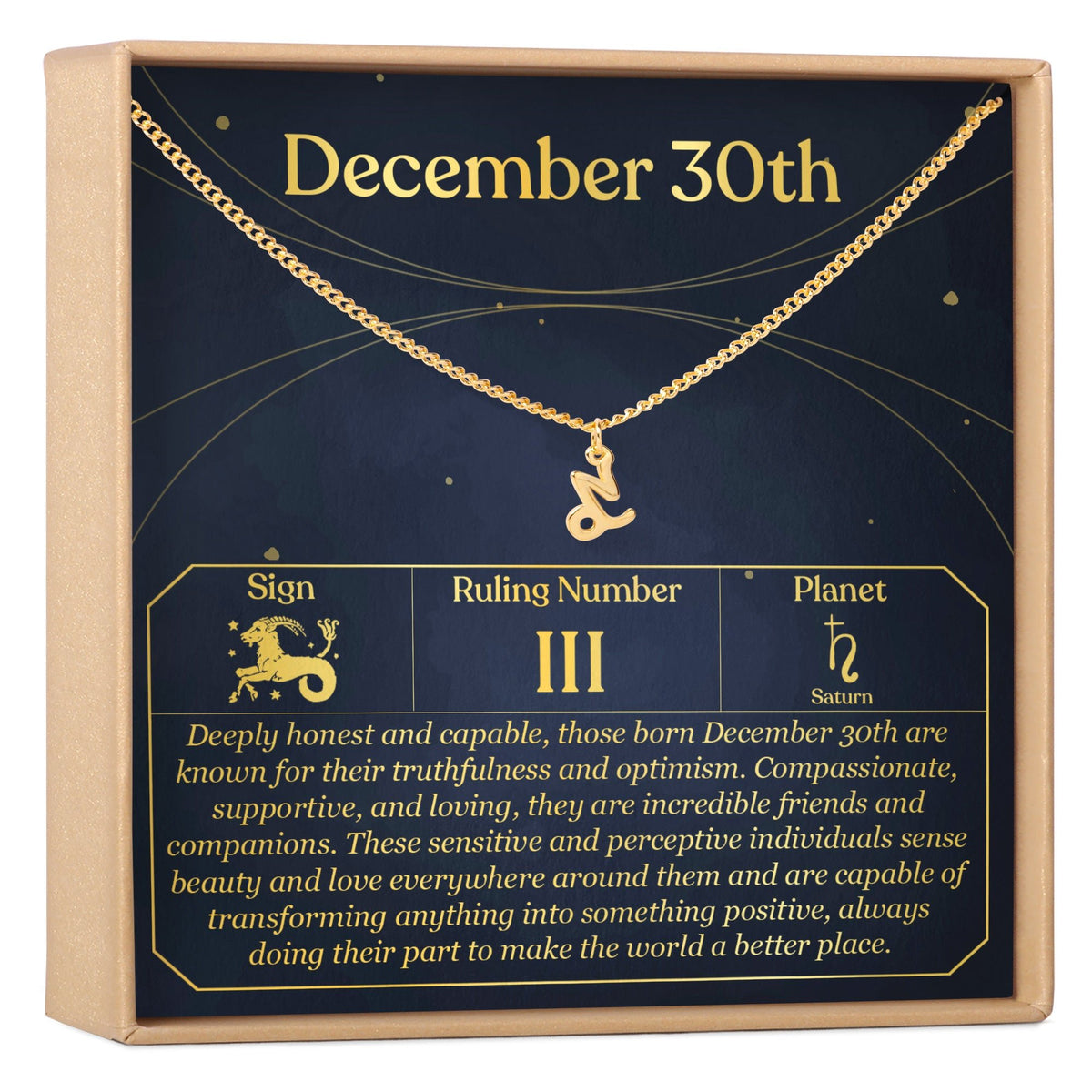 December 30th Capricorn Necklace - Dear Ava