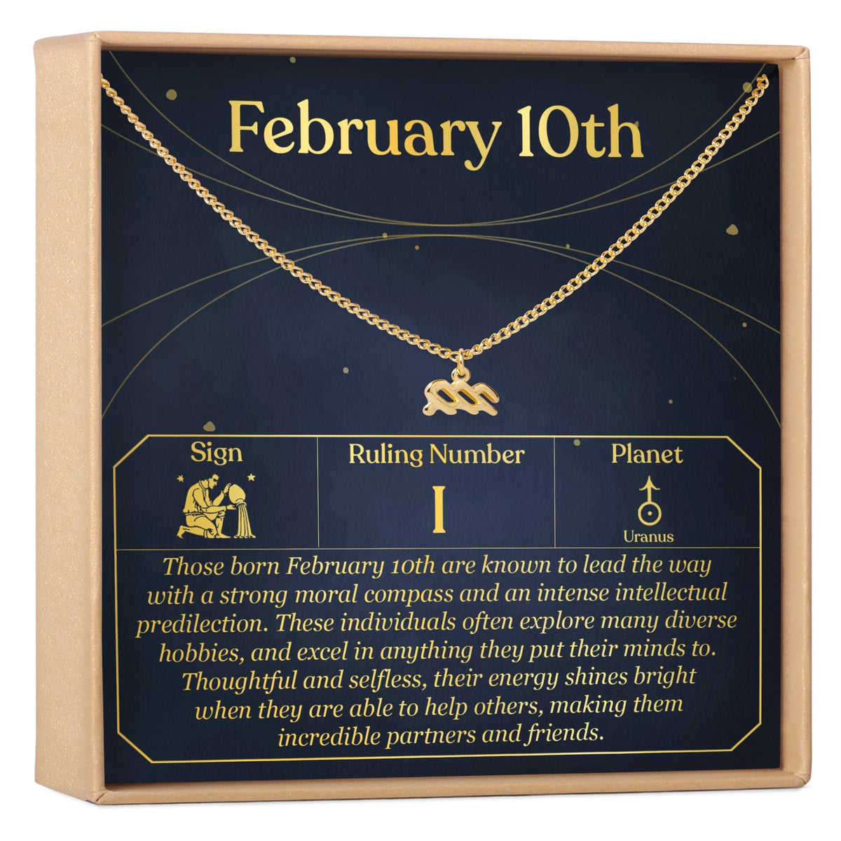 February 10th Aquarius Necklace - Dear Ava