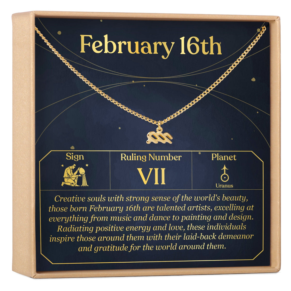 February 16th Aquarius Necklace - Dear Ava