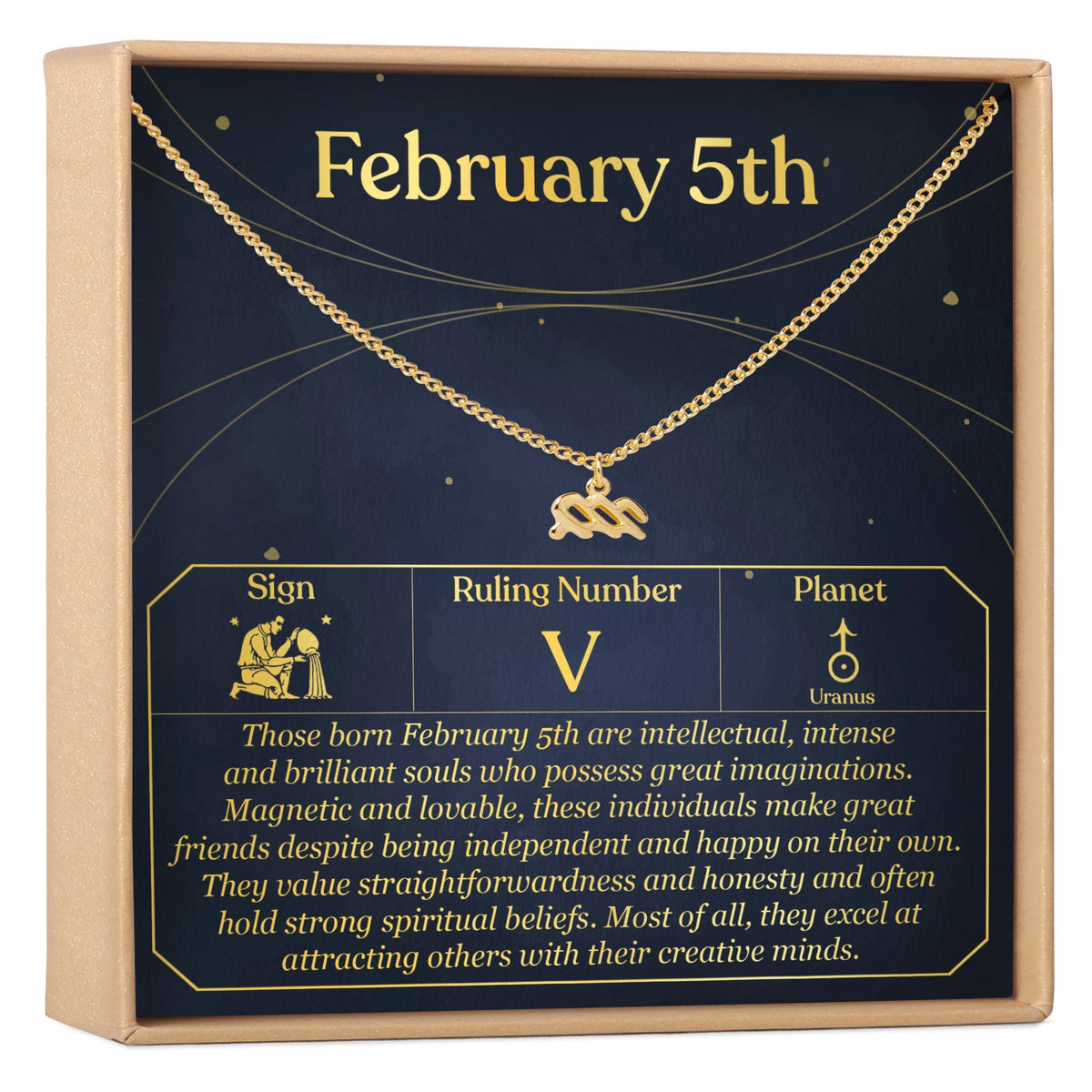 February 5th Aquarius Necklace - Dear Ava