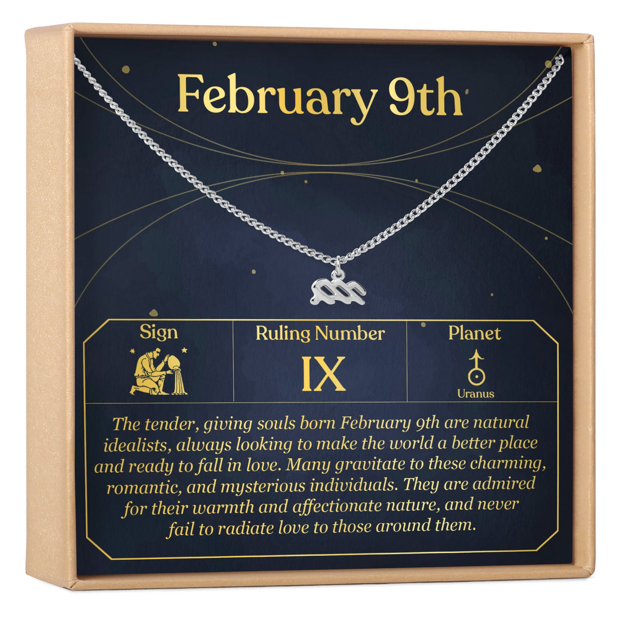 February 9th Aquarius Necklace - Dear Ava