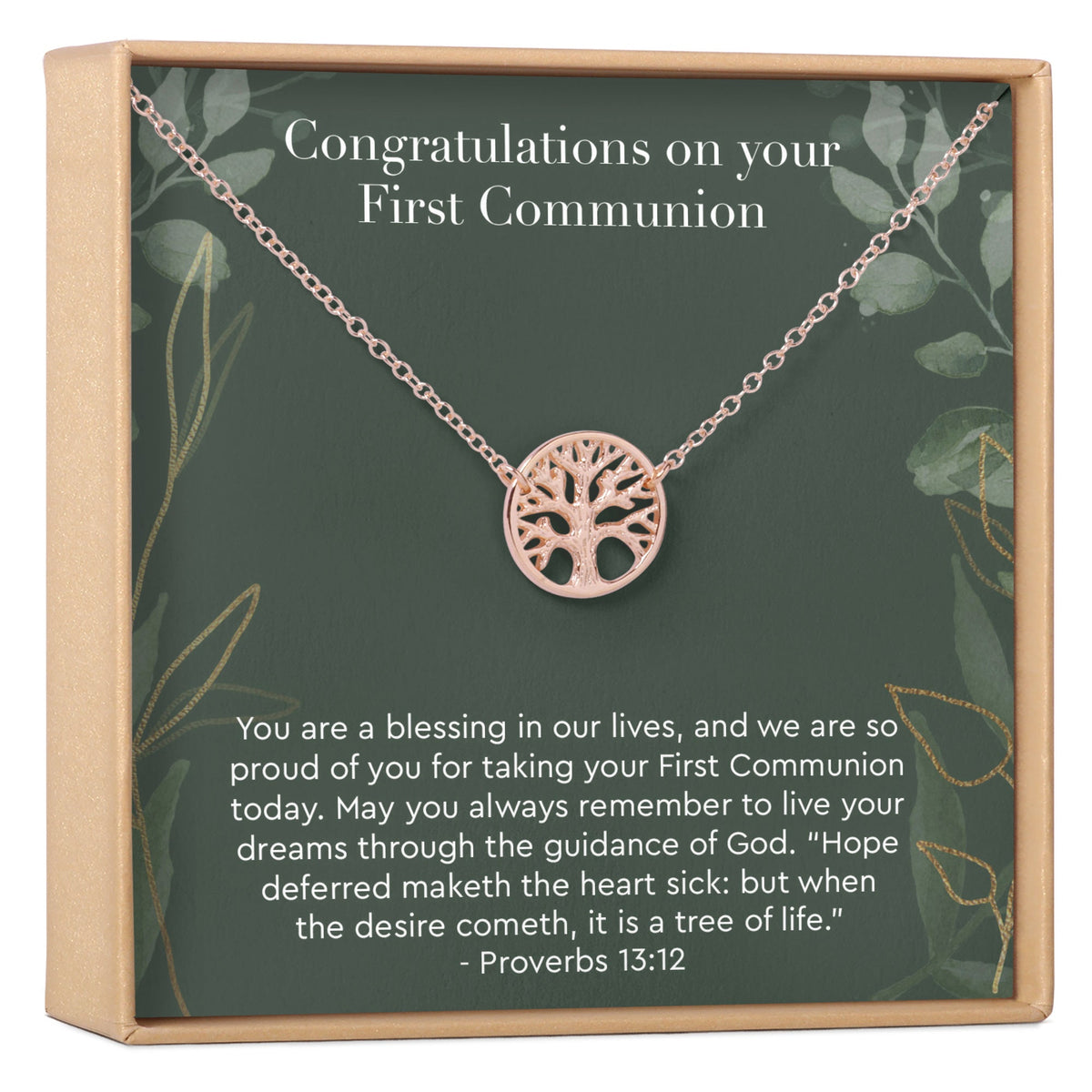 First Communion Tree Necklace - Dear Ava