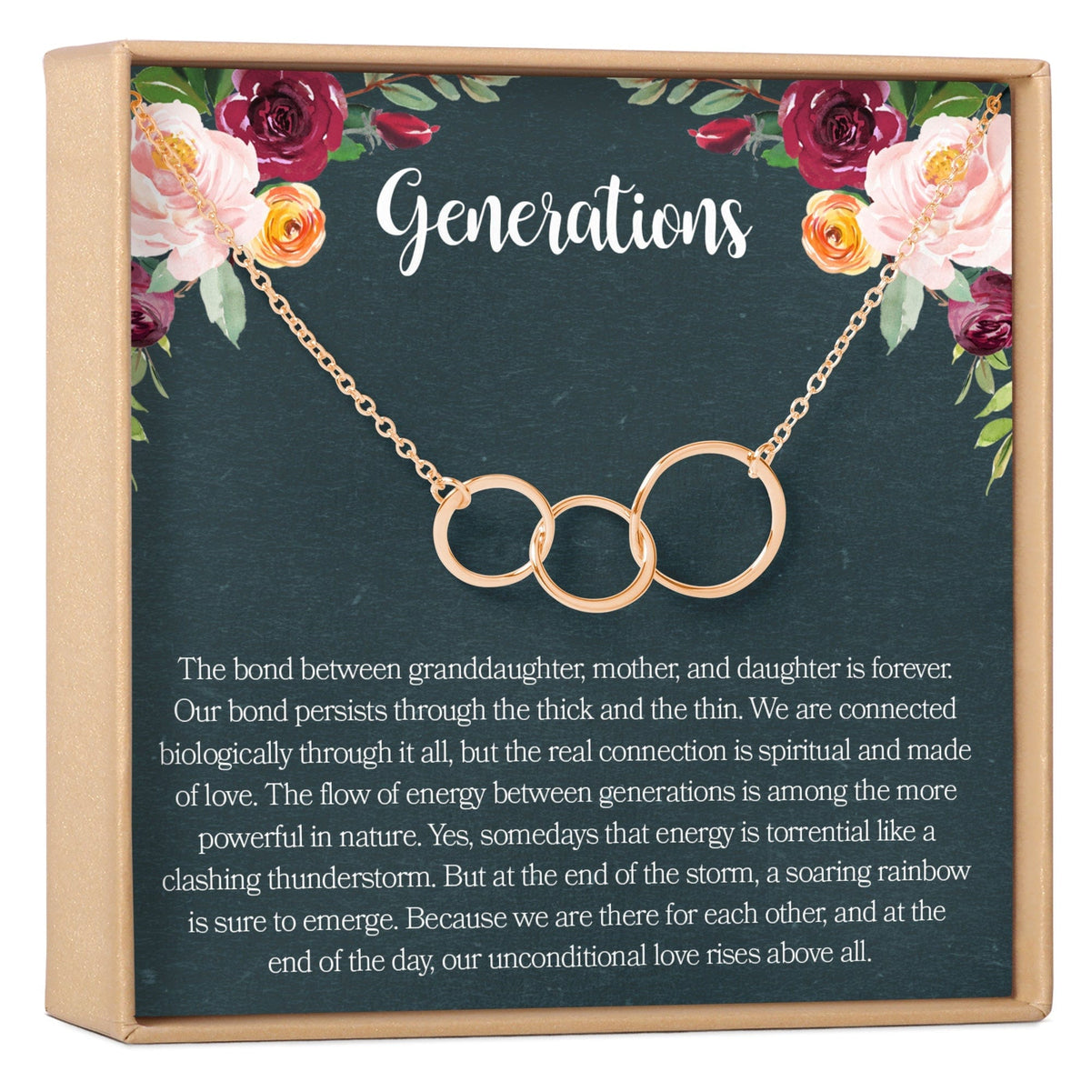 Generations Gift Necklace for Grandmother, Mom Granddaughter